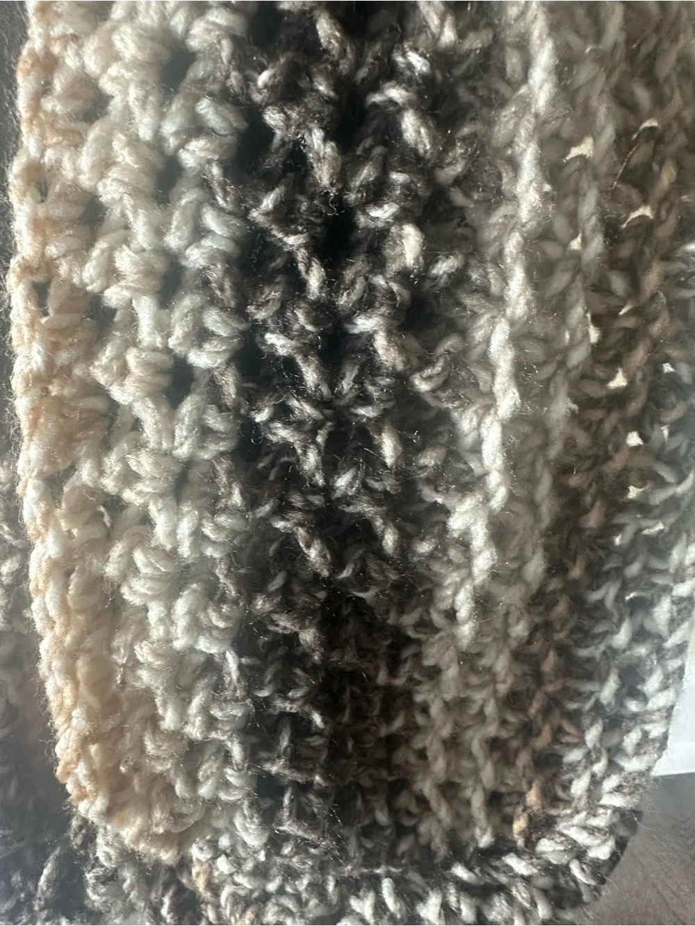 Neutral Crochet Infinity Scarf - Beige Taupe Gray